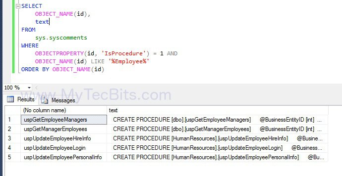 Find Stored Procedure By Name