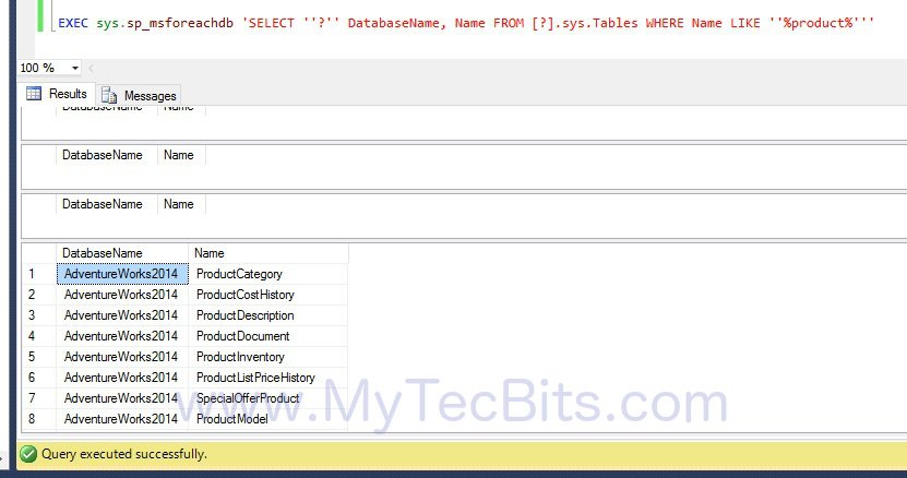 MS SQL Find Table