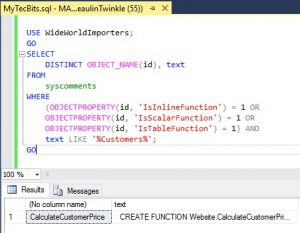 SQL Find User Defined Function Containing Text