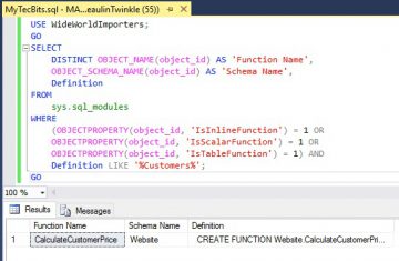 Find User Defined Function Containing Text or Table or Column Name in ...