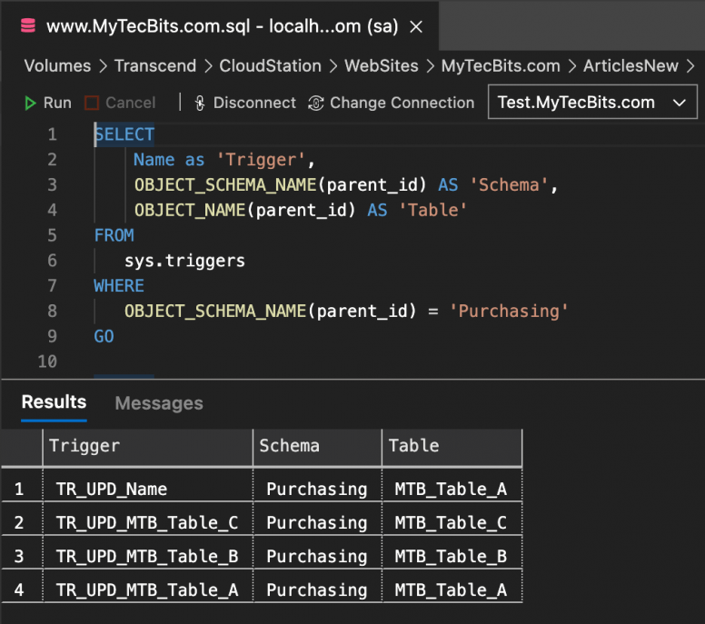 Finding Triggers For Tables Under a Schema