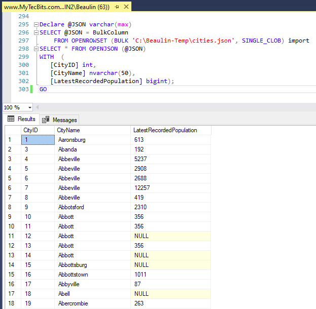 Import Data From JSON File To SQL Server