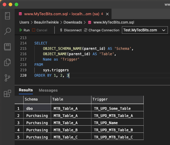 List All The Triggers With Table Name And Schema