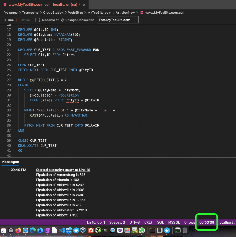 Loop Through Table Rows With Cursor