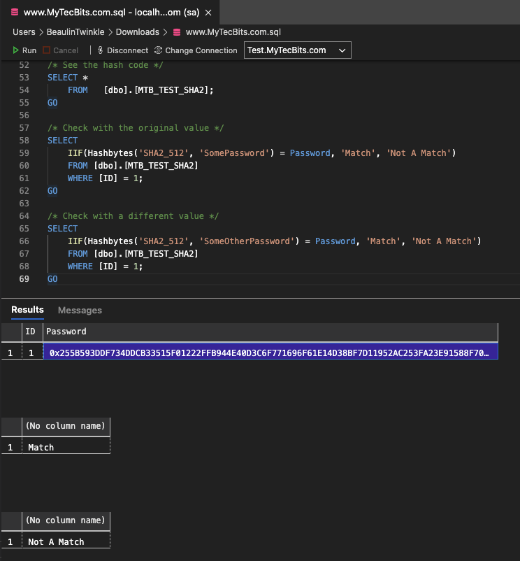 SHA-2 Hashing in SQL Server | My Tec Bits