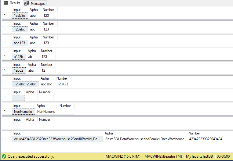 Separating letters and numbers from strings in SQL Server