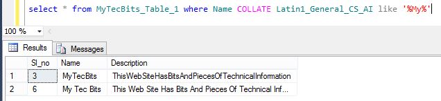 SQL Server case sensitive string comparison