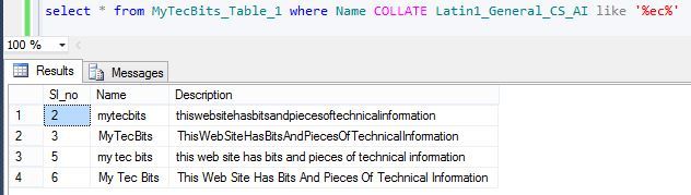 SQL Server Case Sensitive Compare