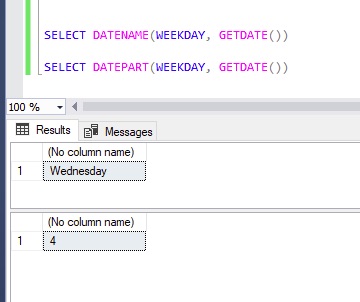 How to get day of week in SQL Server