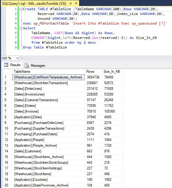 SQL Server Find Size Of Tables 01