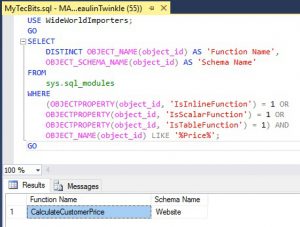 SQL Server Find User Defined Function By Name