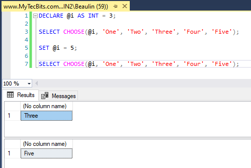 How to use CHOOSE in SQL Server