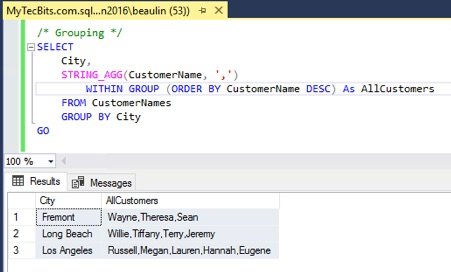 SQL Server Using STRING_AGG