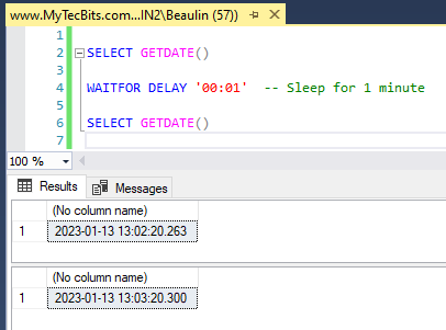 Make SQL script to sleep