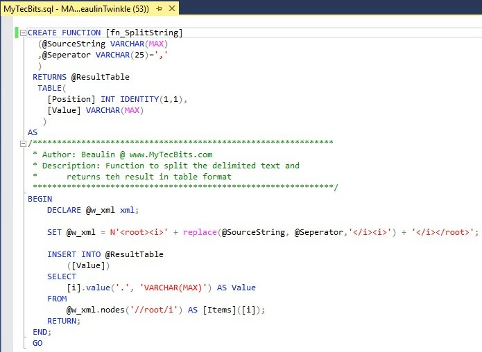 SQL Server: Split Delimited Strings SP