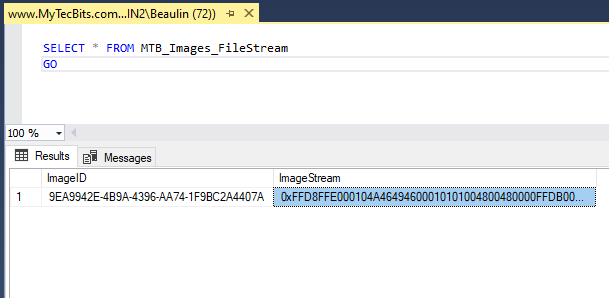 Image reference stored in Filestream table 