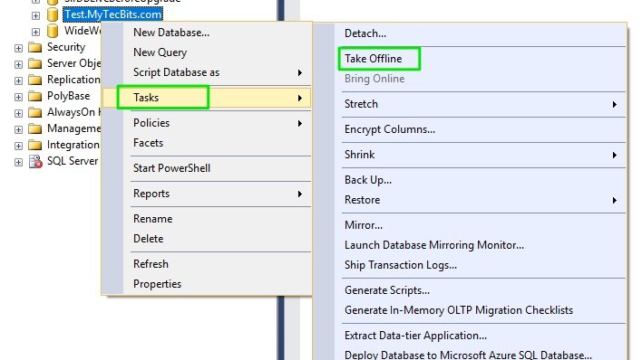 Taking Database Offline in SQL Server