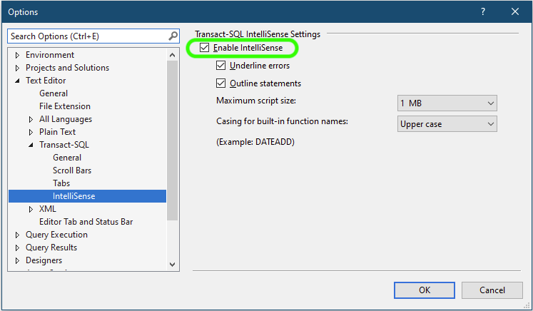 Troubleshoot IntelliSense - Enable In Settings