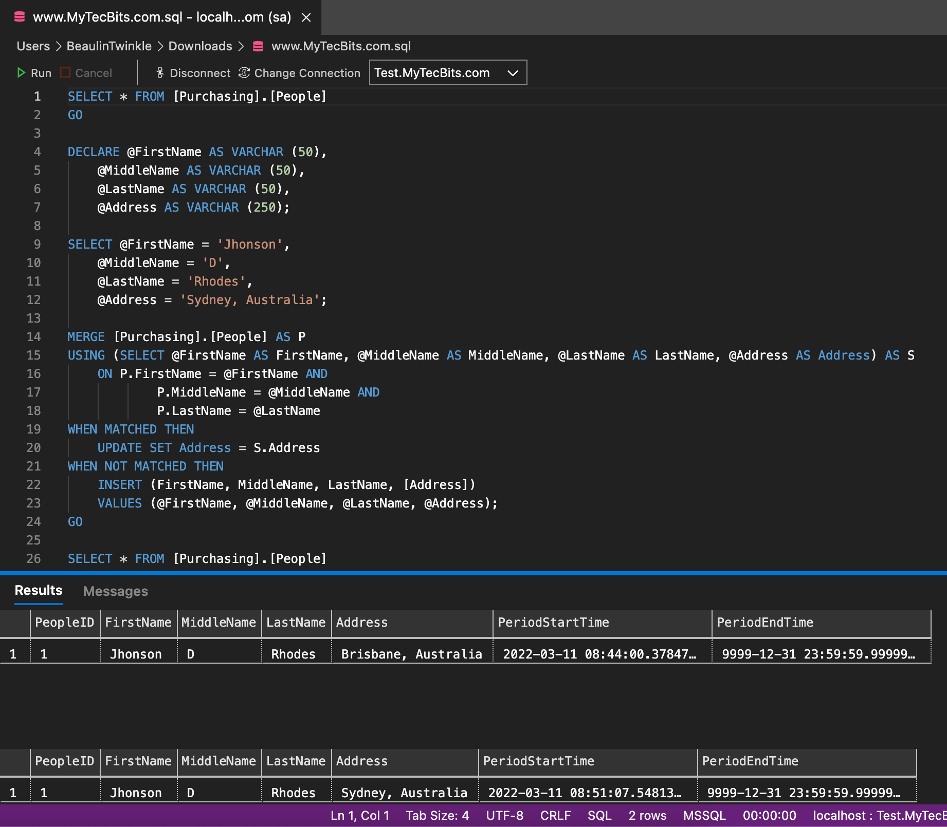 Update If Row Exists Else Insert In SQL Server