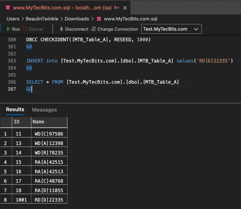 Identity Column In Sql Server