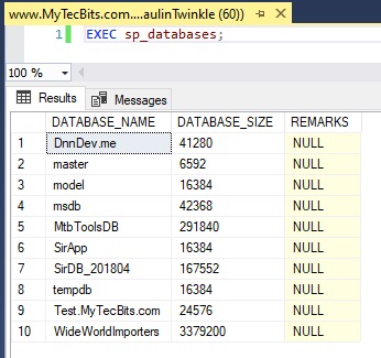 get sizes of all databases on SQL Server