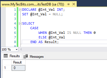Replace NULL with 0 in SQL Server using CASE