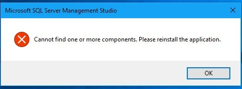 SSMS Cannot Find One Or More Components