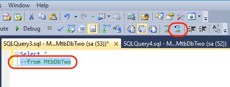 SSMS Query Editor UnComment
