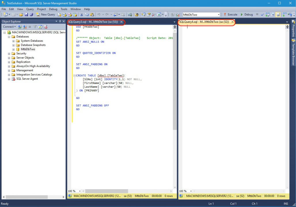 SSMS Query Editor Vertical Tab Group