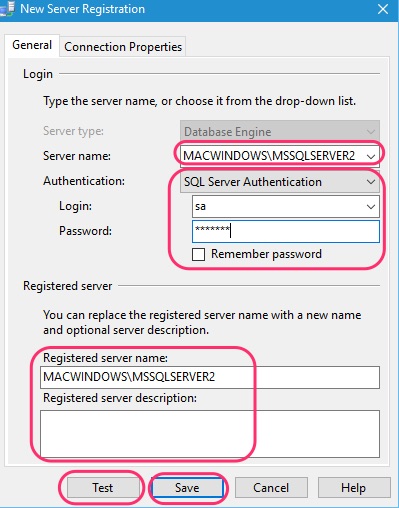 SSMS Registered Servers New Registration