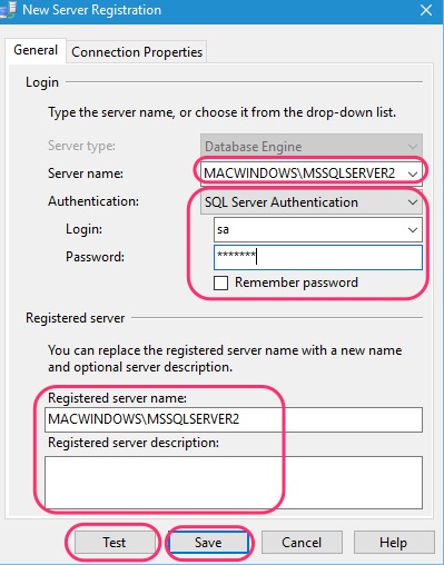 SSMS Registered Servers New Registration