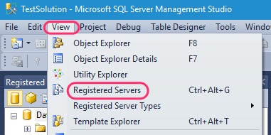 SSMS Registered Servers Open