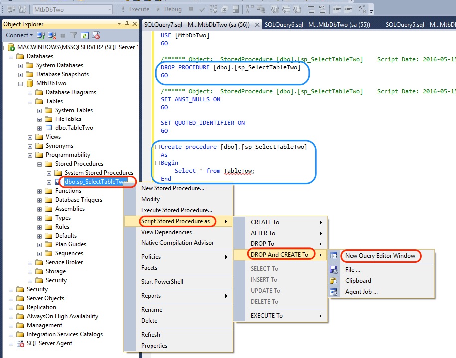 SSMS Script Stored Procedure