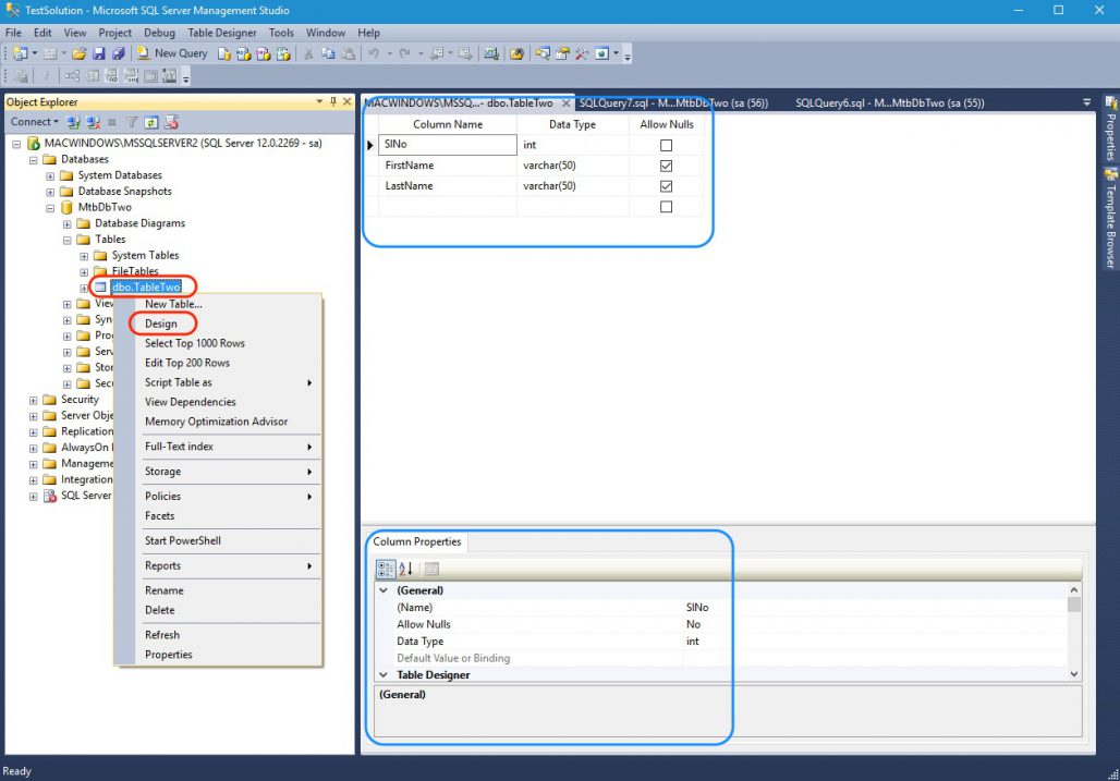 SSMS Table Design View