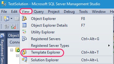 SSMS Opening Template Explorer