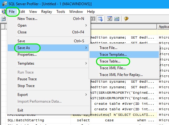 Saving Profiler Trace Results To A Table
