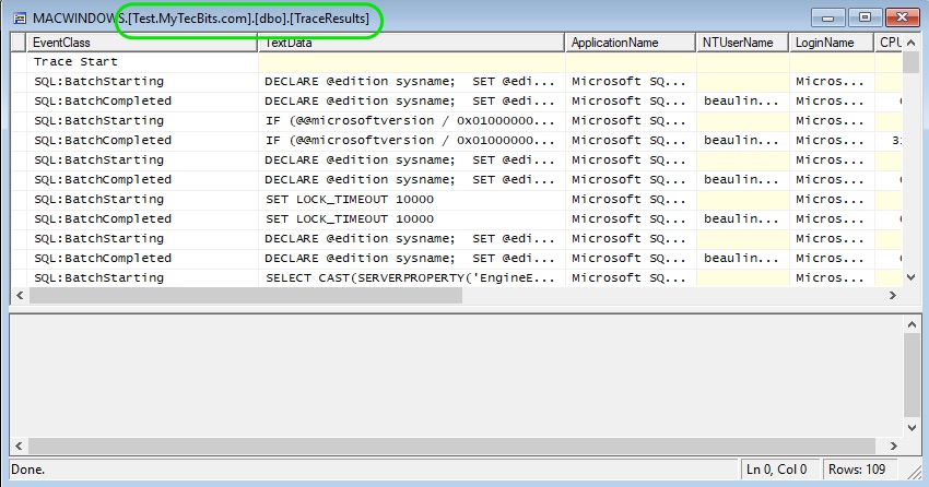 Opening Profiler Trace Results from Table to trace window