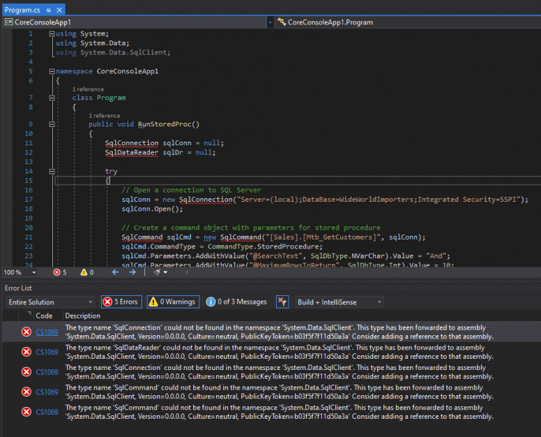 Error 'SqlConnection' could not be found in the namespace (Solved