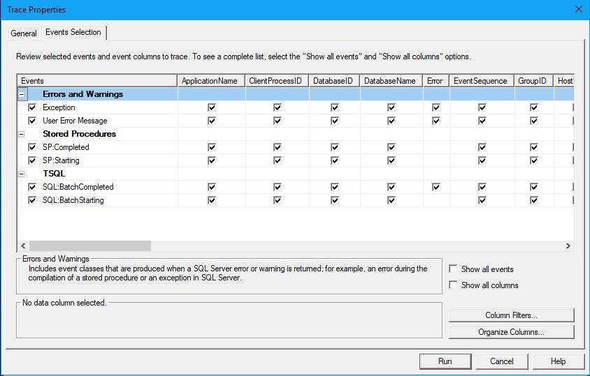 Trace Errors And Exceptions Using Profiler