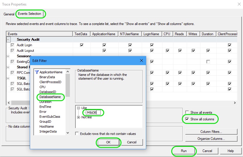 Filter Profiler Trace To Display Events From A Specific Database