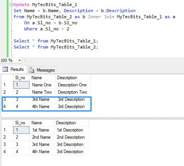 Update From Select Statement in SQL Server | My Tec Bits