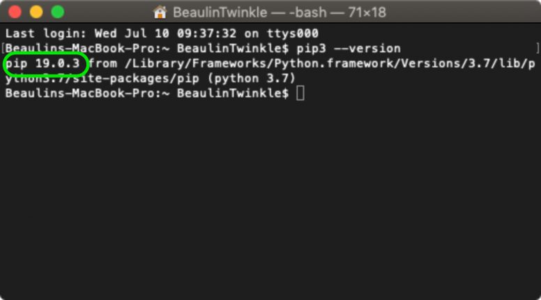 Check currently installed version of PIP on macOS