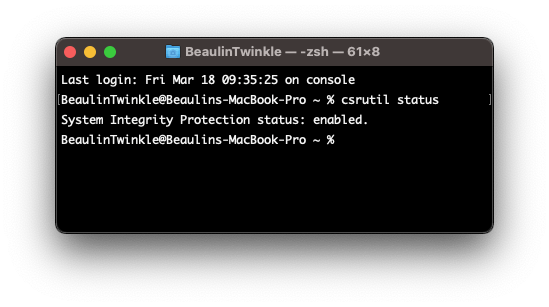 SIP is enabled in MacOS