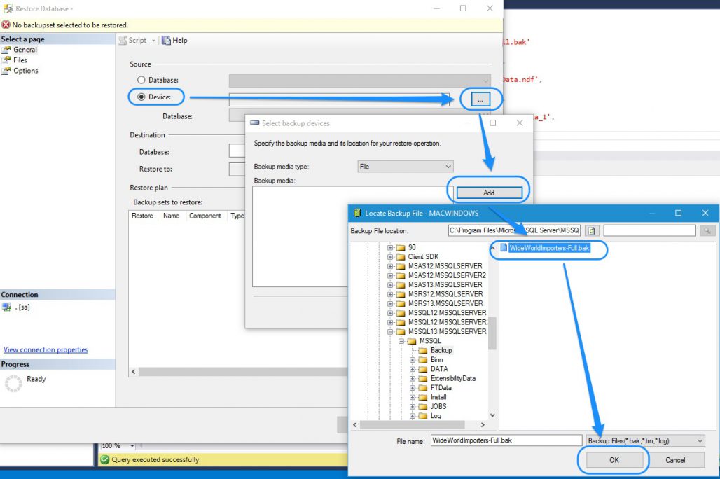 WideWorldImporters Sample Database Restoration