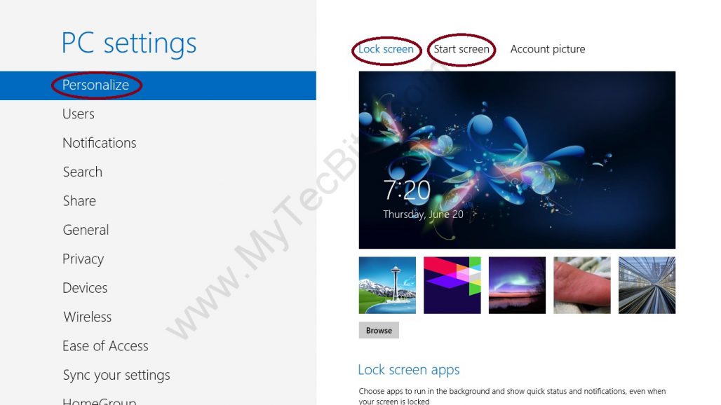 Windows 8: Changing Lock Screen and Start Screen Pictures | My Tec Bits