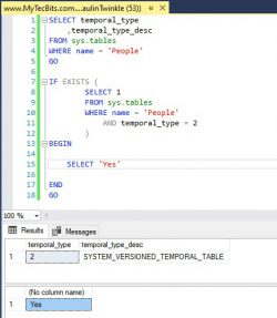 Find if system versioned temporal table exists | My Tec Bits