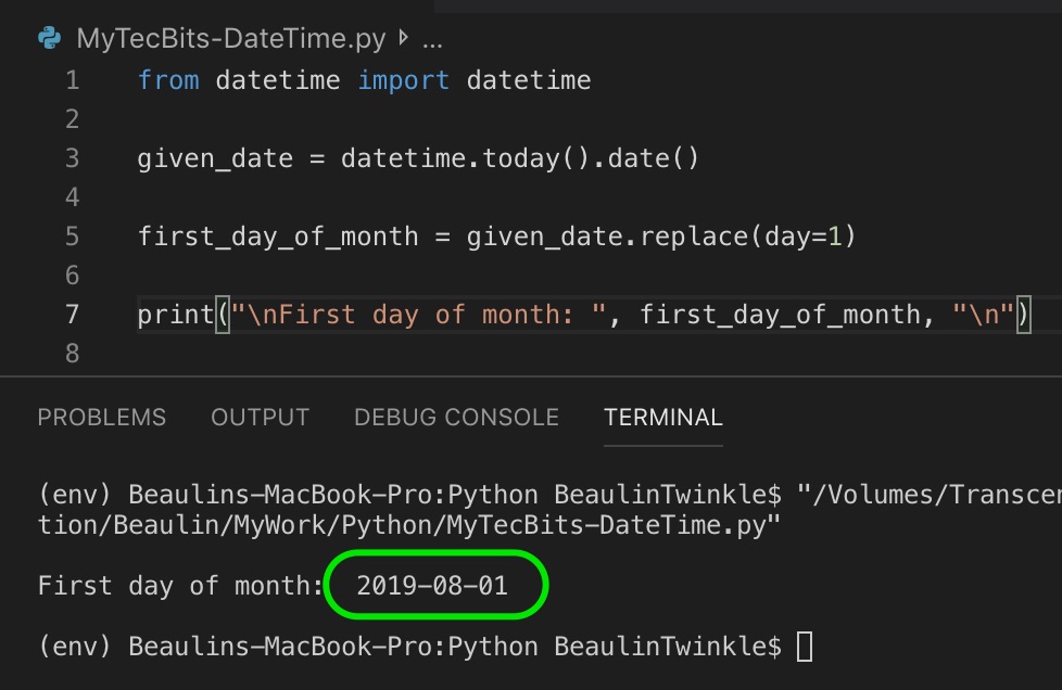 How to find first day of the month in Python? | My Tec Bits