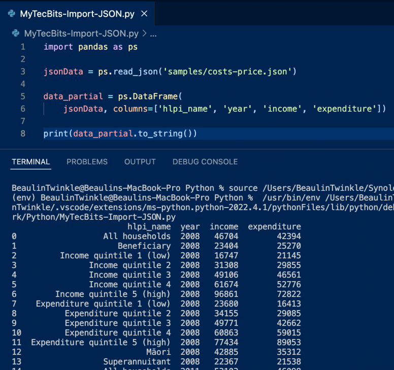 Segregating few columns from the imported data