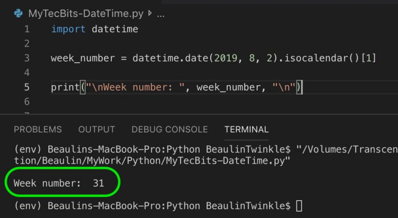 Getting week number from a given date in Python