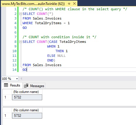 Using condition inside COUNT() in SQL Server